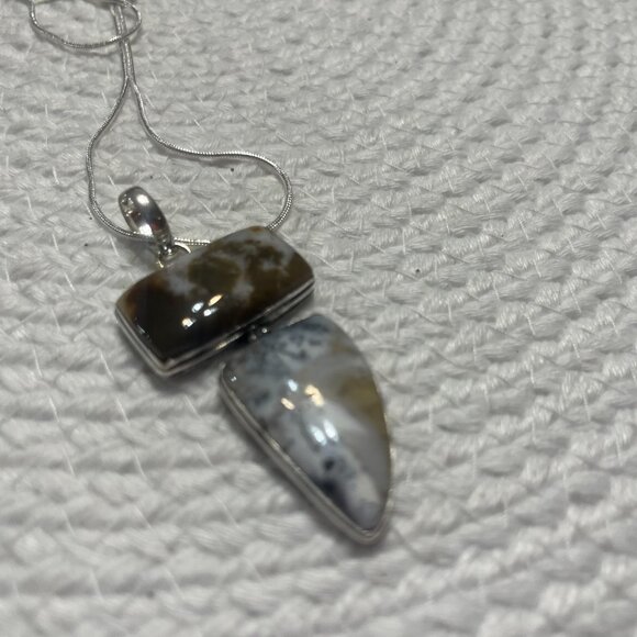 Gorgeous DENDRITE OPAL Handmade Sterling 925 Pendant/Chain #573D - Picture 2 of 3